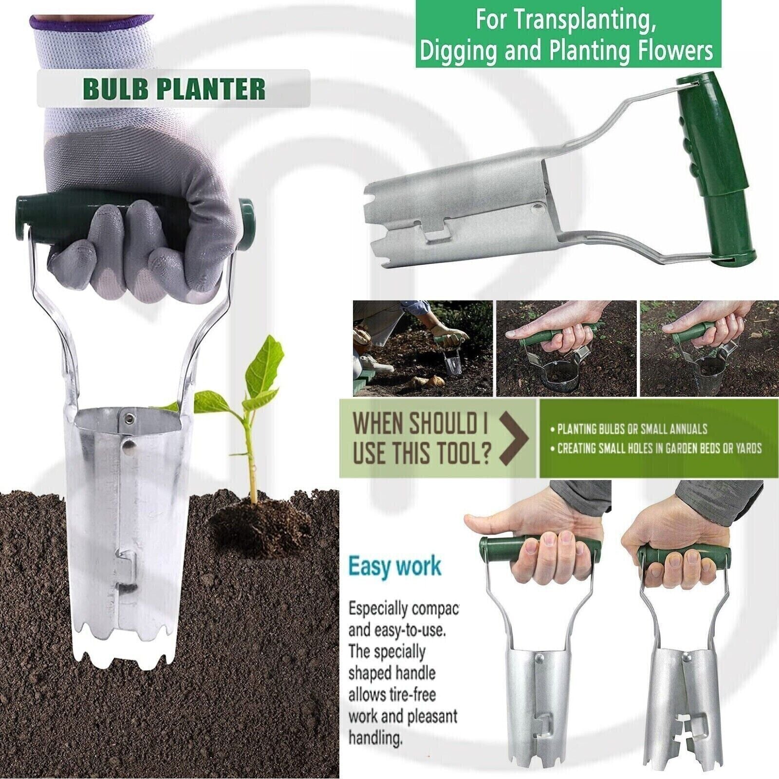 Hand Bulb Planter Tool – Easy Soil Insertion for Garden & Flower Bulbs | Comfort Grip, Depth Gauge, and Serrated Digging Teeth