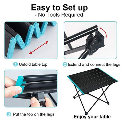 Portable Folding Table with Carry Bag for Camping, Car Detailing, Picnics, BBQs 