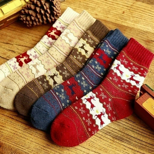 Christmas Nordic Warm Wool Winter Socks –  5 Pairs 