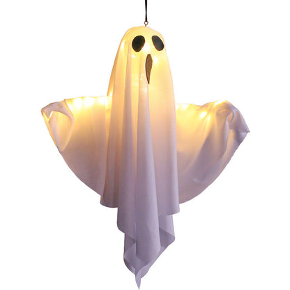 Glowing Ghost Halloween Lantern – Spooky Hanging Outdoor Decor for Yard, Porch, and Party | Light-Up Ghost Prop for Halloween