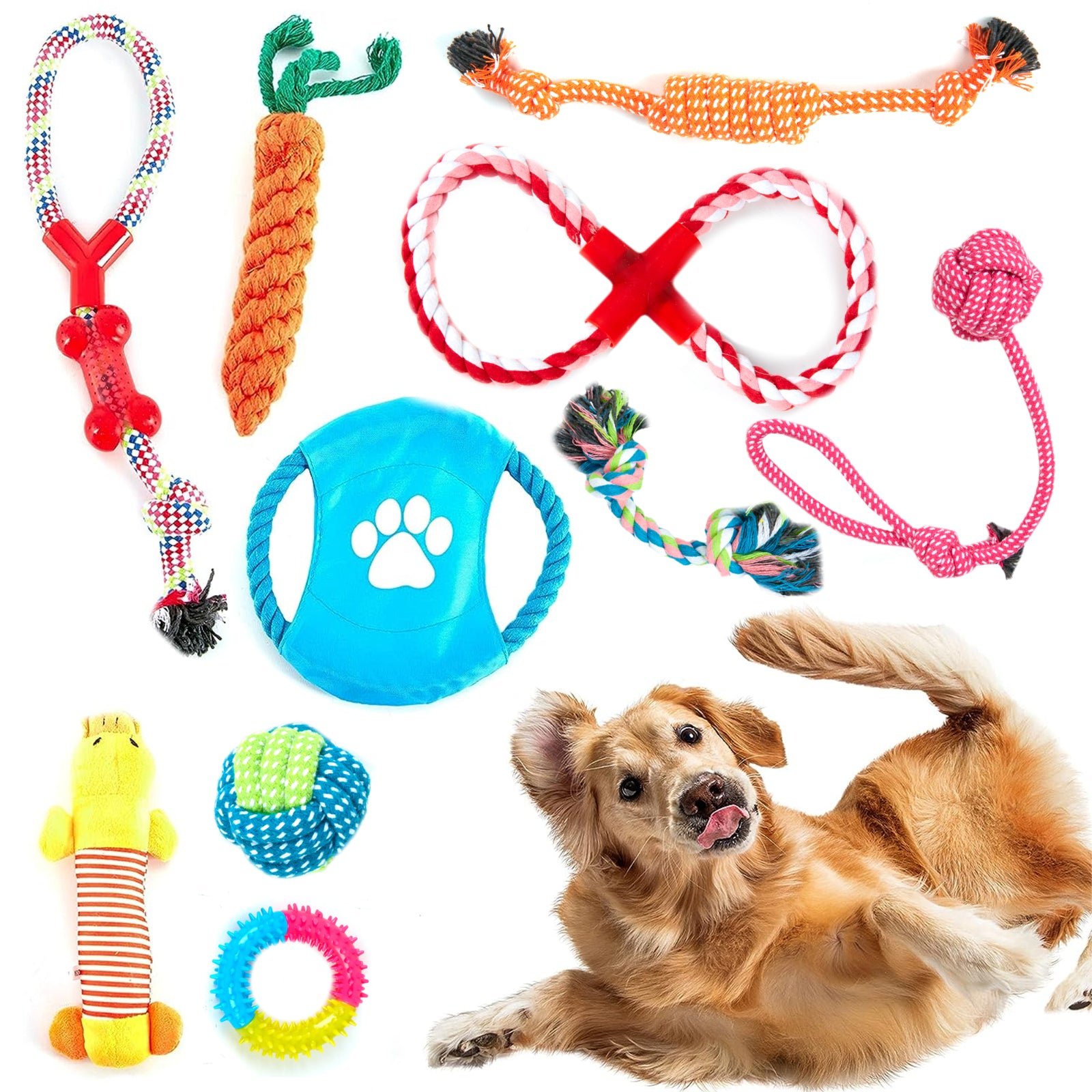 Ultimate 10-Piece Dog Rope Toy Set: Durable Chew Knot Toys for Puppies and Bears