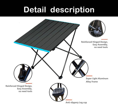 Portable Folding Table with Carry Bag for Camping, Car Detailing, Picnics, BBQs 