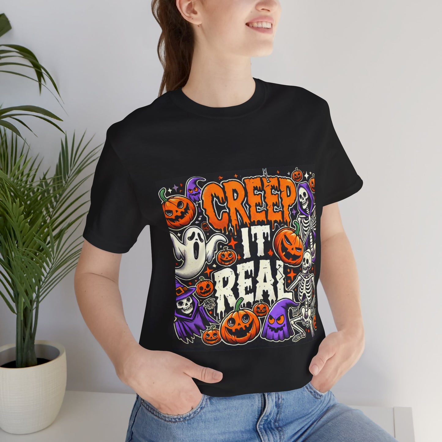 Funny Creep It Real Halloween Unisex Short Sleeve Tee