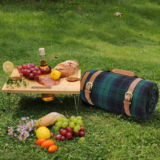 Luxury Picnic Blanket With Leather Strap And Waterproof