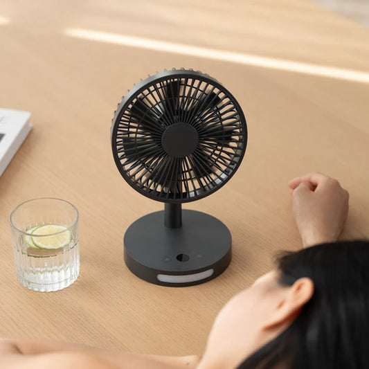 USB Desk Fan Strong Airflow & Quiet Operation Five-Speed Wind Mini Table Fan 3600Mah Angle Adjustable for Office Bedroom