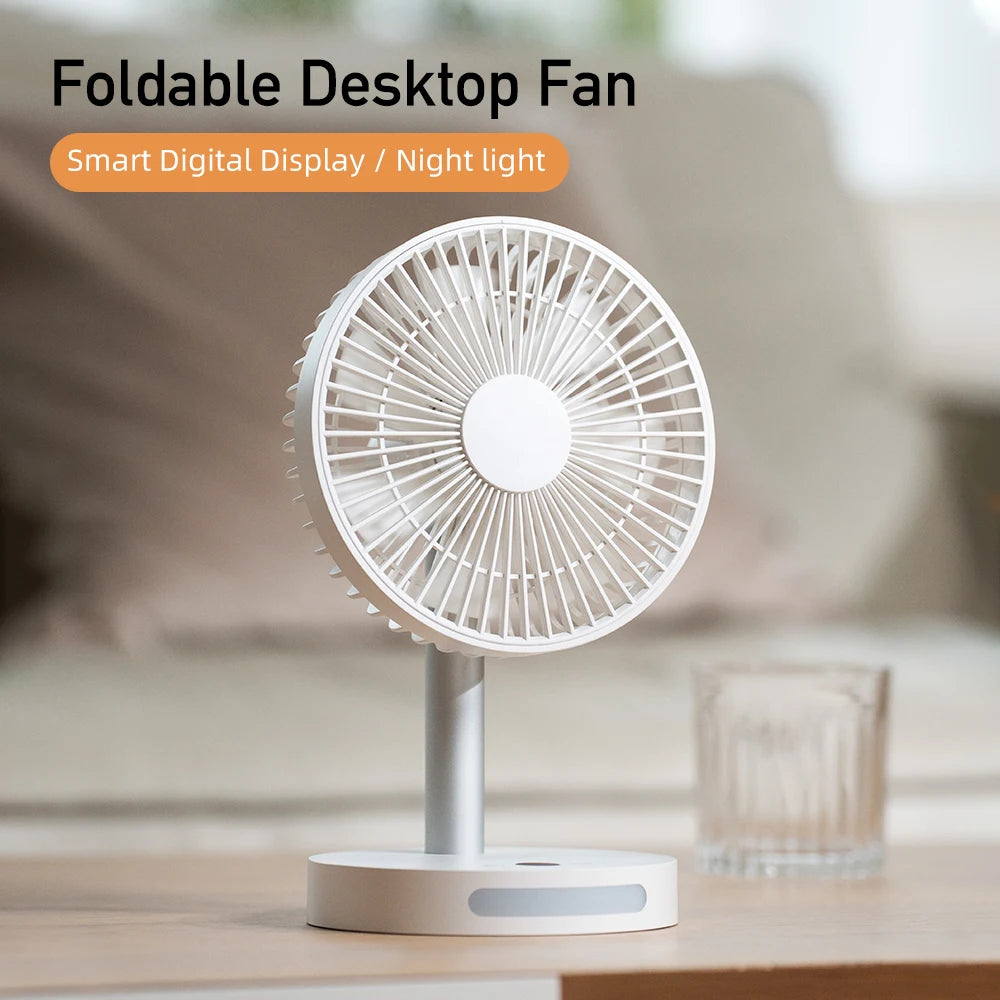 USB Desk Fan Strong Airflow & Quiet Operation Five-Speed Wind Mini Table Fan 3600Mah Angle Adjustable for Office Bedroom