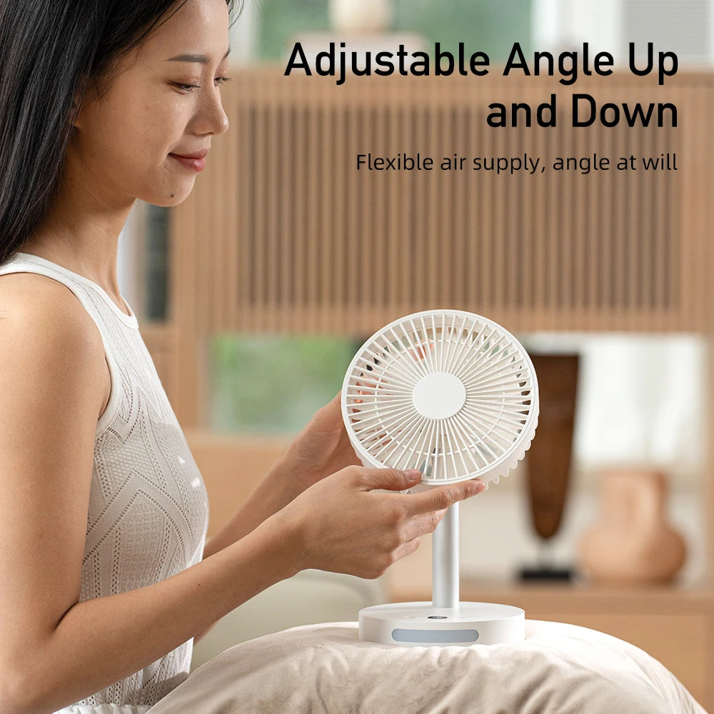 USB Desk Fan Strong Airflow & Quiet Operation Five-Speed Wind Mini Table Fan 3600Mah Angle Adjustable for Office Bedroom