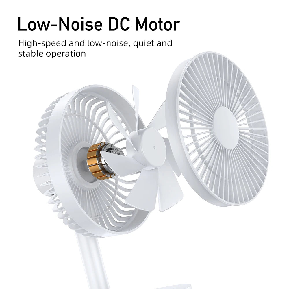 USB Desk Fan Strong Airflow & Quiet Operation Five-Speed Wind Mini Table Fan 3600Mah Angle Adjustable for Office Bedroom