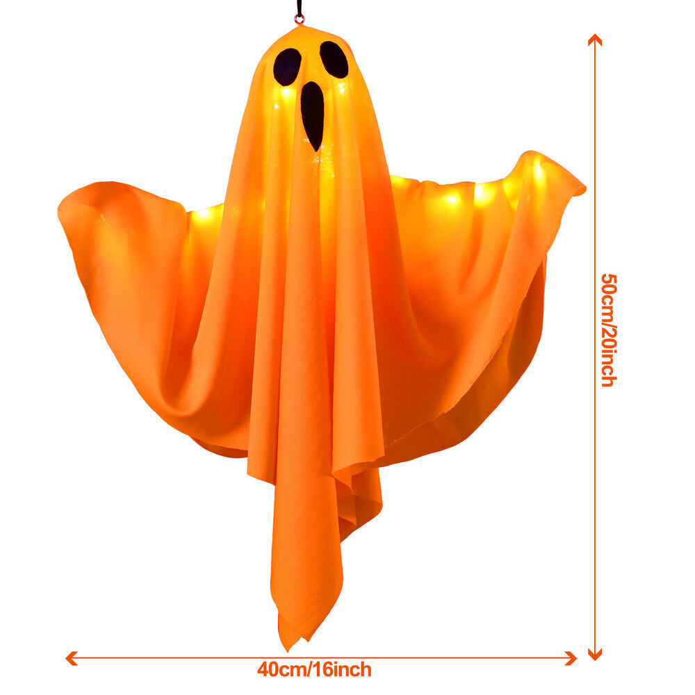 Glowing Ghost Halloween Lantern – Spooky Hanging Outdoor Decor for Yard, Porch, and Party | Light-Up Ghost Prop for Halloween