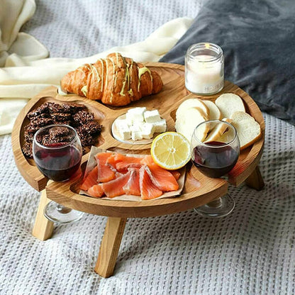 Mini Picnic Table, Bottle And Glasses Holder