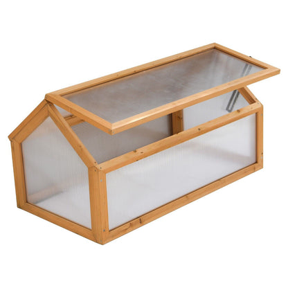 Garden Grow Wooden Cold Frame with Polycarbonate Panels and Hinged Lid 