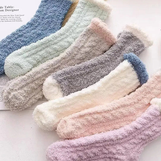 Winter Warm Towel Socks – 5 Pairs Soft Fluffy Bed Socks Slipper Fleece Sock Winter