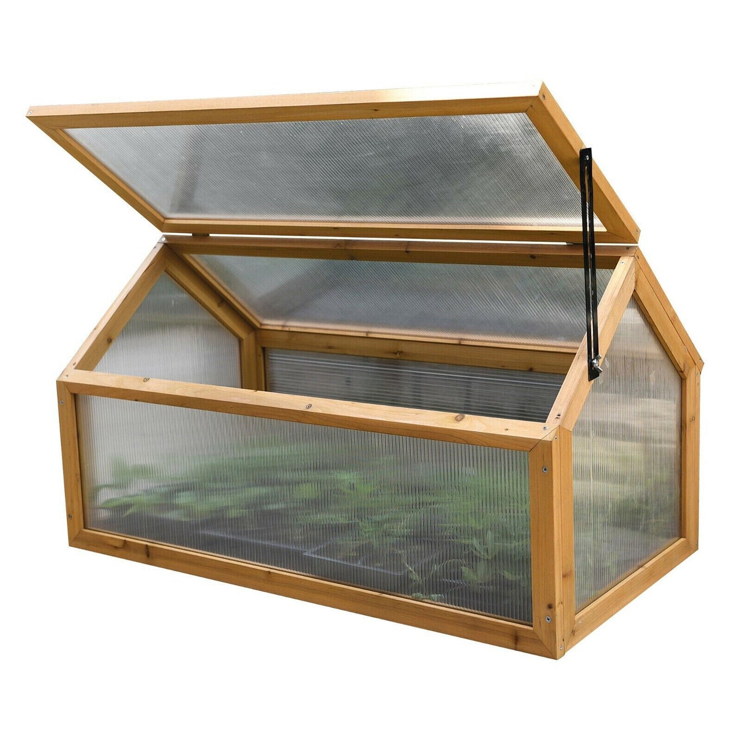 Garden Grow Wooden Cold Frame with Polycarbonate Panels and Hinged Lid 