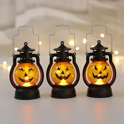 Set of 3 Halloween Jack-O-Lantern Candle Lights – Waterproof Mini Pumpkin Lanterns with Cute Expressions | Perfect Indoor & Outdoor Decor