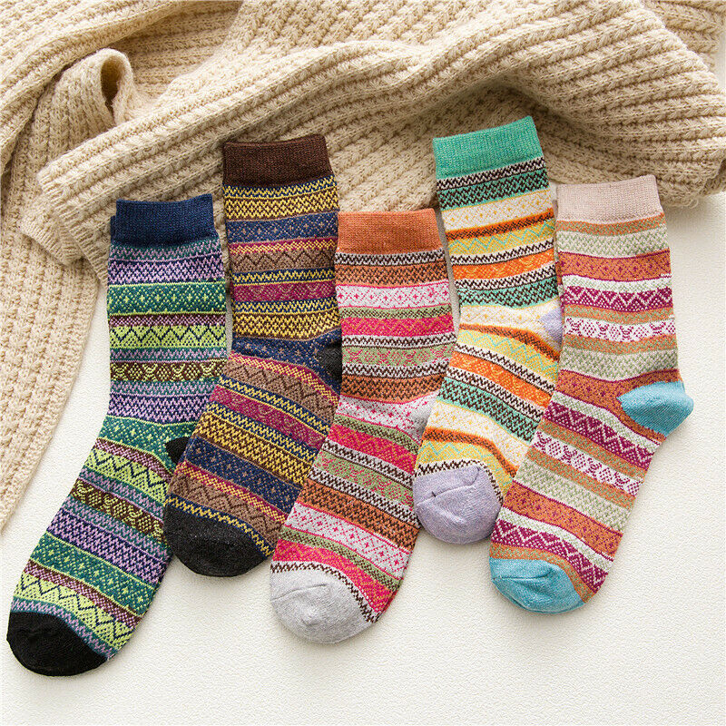 Nordic Thermal Socks Warm Wool 5x Pairs Mixed Color 