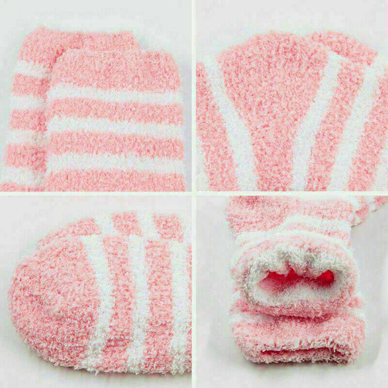 Striped Colorful Women's Winter Warm Fluffy Bed Socks – 6 Pairs