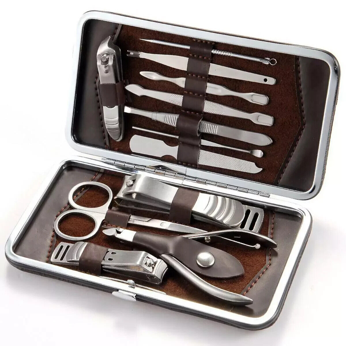 12 Piece Manicure & Pedicure Set – Professional Nail Clippers & Grooming Kit with Faux Leather Case | Travel-Ready Nail Care for Men & Women