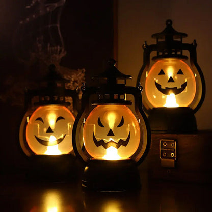 Set of 3 Halloween Jack-O-Lantern Candle Lights – Waterproof Mini Pumpkin Lanterns with Cute Expressions | Perfect Indoor & Outdoor Decor