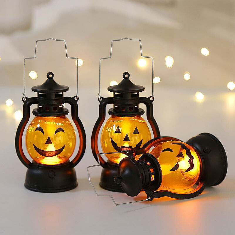 Set of 3 Halloween Jack-O-Lantern Candle Lights – Waterproof Mini Pumpkin Lanterns with Cute Expressions | Perfect Indoor & Outdoor Decor