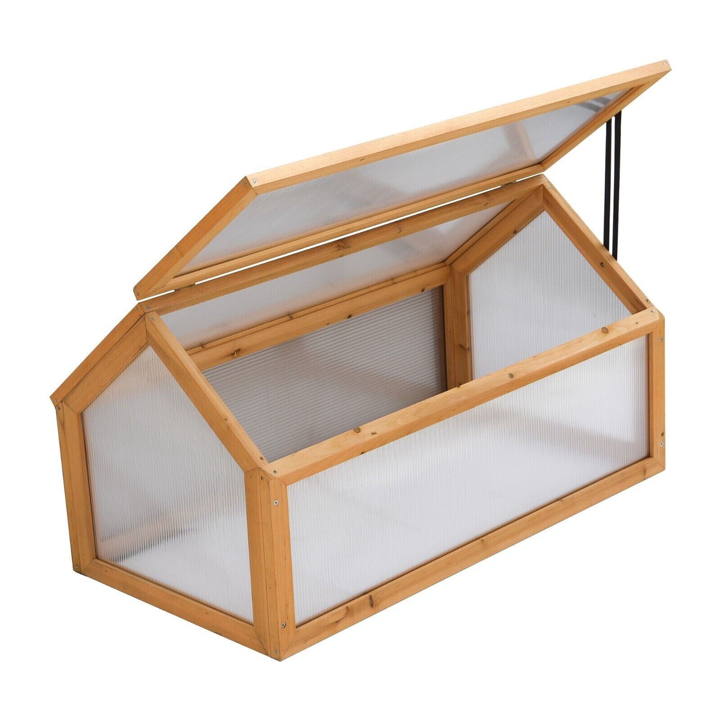 Garden Grow Wooden Cold Frame with Polycarbonate Panels and Hinged Lid 