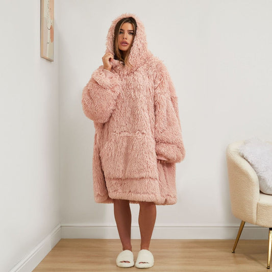 Sienna Fluffy Hoodie Blanket - Luxuriously Cozy Sherpa-Lined Comfort