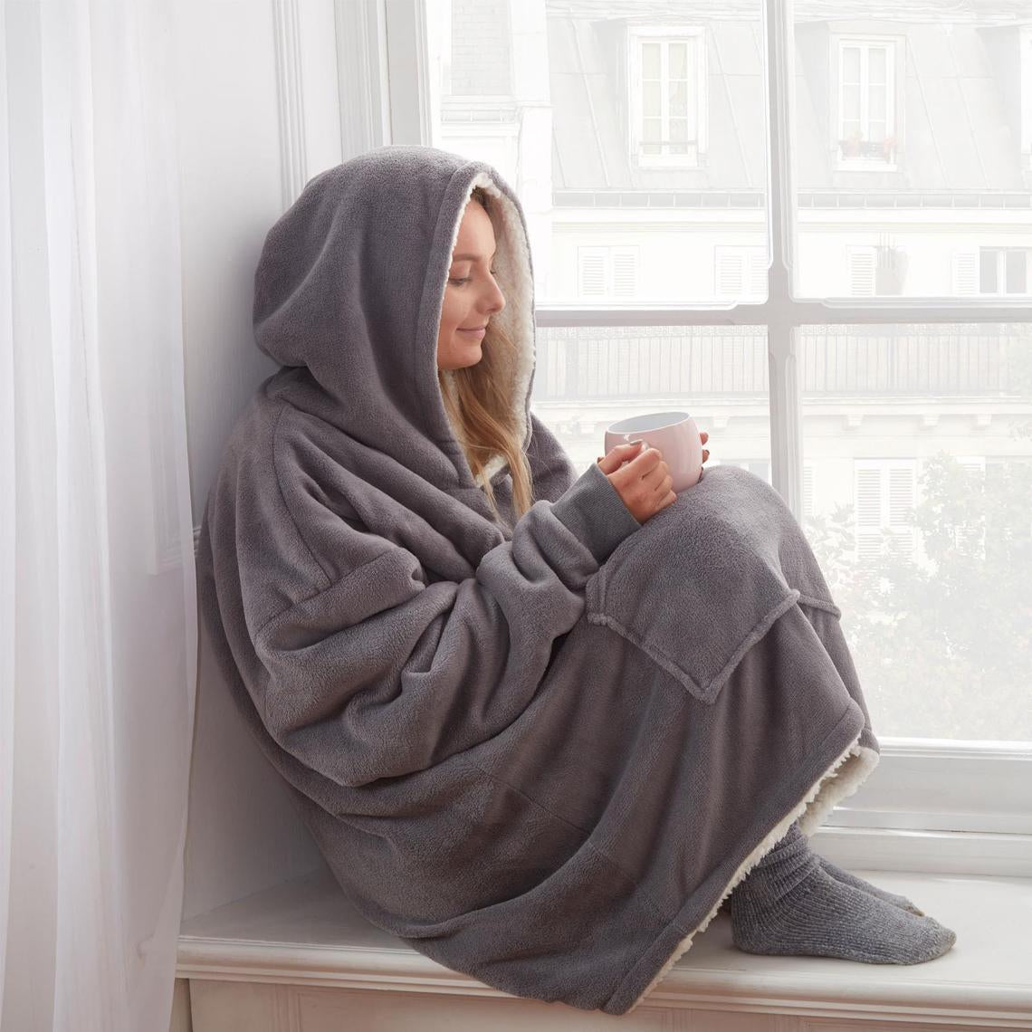 Sherpa blanket with discount hood