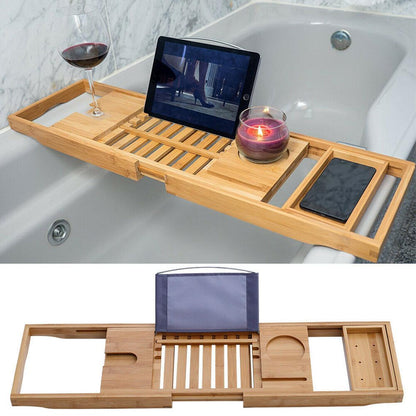 Adjustable Wooden Bath Tray/Caddy Oak And Bamboo