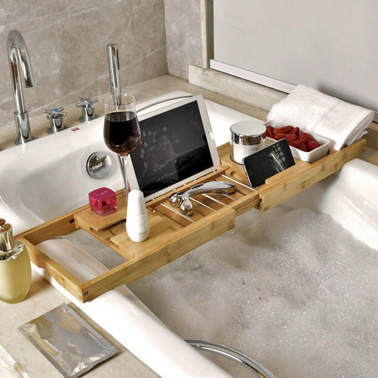 Adjustable Wooden Bath Tray/Caddy Oak And Bamboo