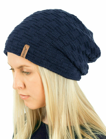 Texture Knit Slouch Beanie